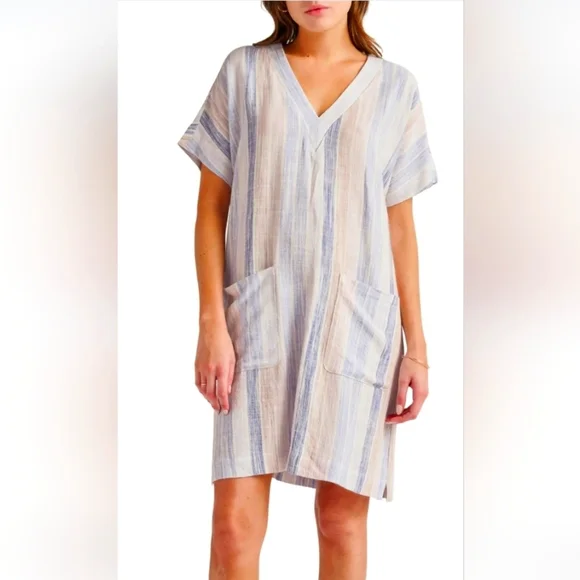 SPLENDID Viola Linen Blend Shift Dress Or Bathing Suit Cover Up - Picture 1 of 5